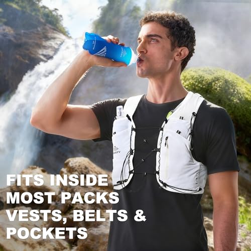 Running Hydration Vest 5L, Running Backpack with 2x500ml Soft Flask - color: White, size: X-Large