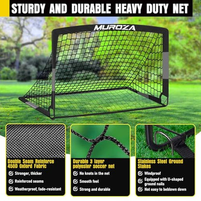 Soccer Goal, Kids Soccer Goals for Backyard Set, Pop Up Soccer Net - color: Black Gray, size: 4 ft x 3 ft