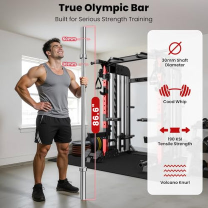 pooboo Power Cage Smith Machine with 2000LB Squat Rack Cable System