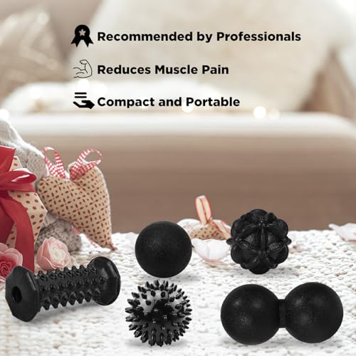 5-in-1 Foot Massager Roller Set for Plantar Fasciitis & Heel Pain Relief - color: 5-piece Set Black