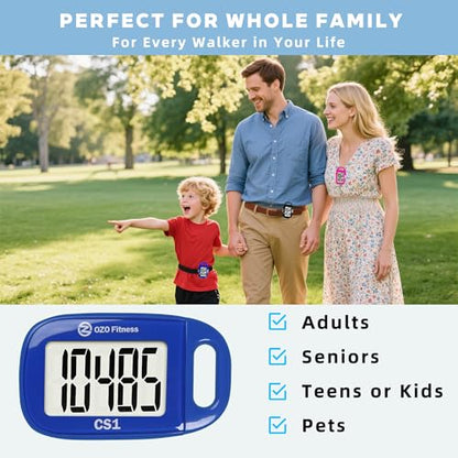 Clip-on 3D Pedometer for Walking Steps Counter with Lanyard, Purple+ Blue