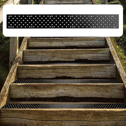 4 Pcs Anti Slip Outdoor Stair Treads for Wooden Steps, 30 x 3.75 Inch Metal Anti Slip Stair Treads with Screws, Non Slip Stair Treads Screw Down Stair Grips Strips for Porch Ramp Deck Steps