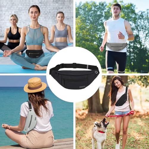 MAXTOP Large Fanny Pack for Women Men Crossbody Bag with 4-Zipper Pockets - color: Black