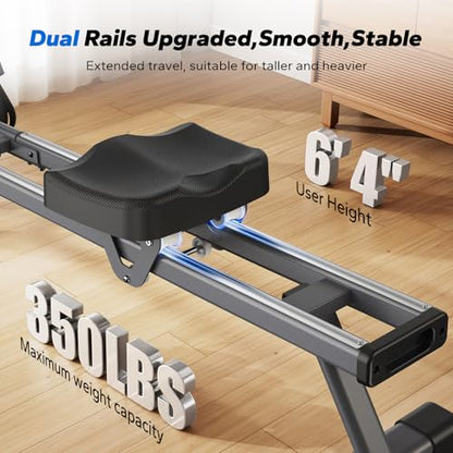 Merach Q1S Magnetic Rowing Machine Indoor, Dual Slide Rail, Quiet & Smooth - style: Manual-Adjust (Classic)