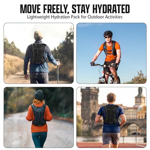 Hydration Backpack, Lightweight Water Backpack, Adjustable Running Vest - size: 2L Water Bag 2 Soft Flasks