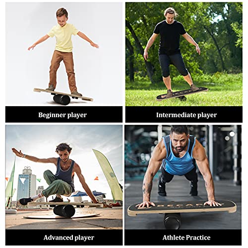 Balance Board Trainer, Wooden Balance Board with Adjustable Stoppers -3 Different Distance Options-Balance Exercise Equipment for Fitness Work