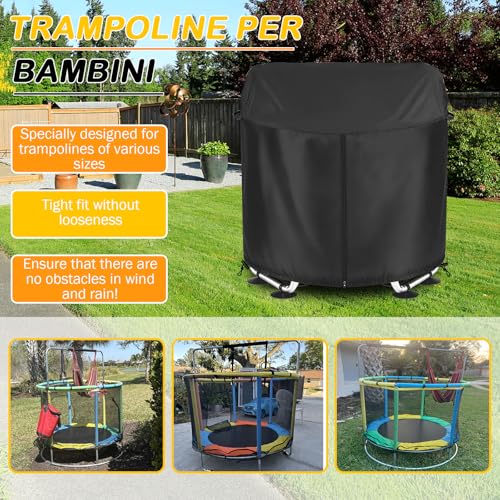 55" Kids Trampoline Cover Waterproof,600D Thick Fabric,Black
