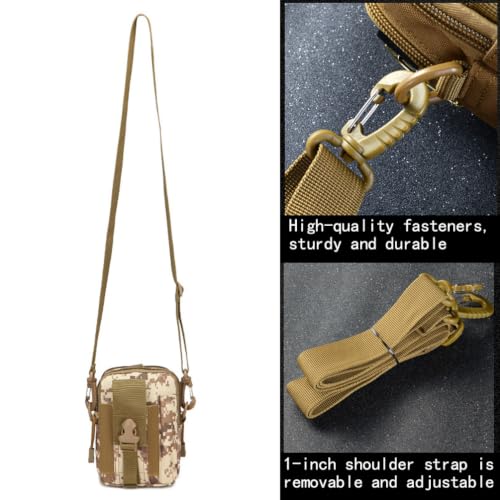 Belt Pouch, Tactical Molle Phone Pouch EDC Utility Pouches Waist Bag Packs, Small Cell Phone Holster Gear Tool Gadget Pocket for Men Running - color: Strap Khaki