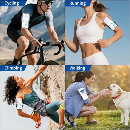 Armband Phone Holder, No Screen Blocking, 360° Rotating Arm Phone Mount, Memory Lock, Quick Release, for Android, iPhone 17/16/15/14/13 Pro Max/Pro/Mini/12/11/SE/Xs/XR/8 Plus, Fits 4–6.7" Phones - size: Armband