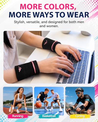 NEWZILL Wrist Wallet Wristband with Zipper - Cotton Sweatbands for Men & Women, Ideal for Running, Walking, Basketball, Football, Tennis, Hiking - color: Black, style: Small-2PCS