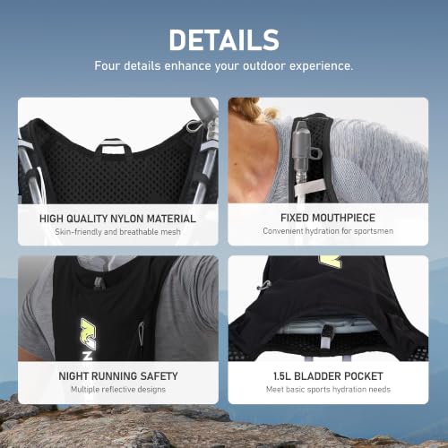 N NEVO RHINO 5L Running Vest , Hydration Vest Pack with 1.5L Water Bladder - color: Black