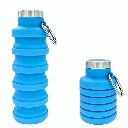 YCT Collapsible Water Bottle 17oz（500ml），Travel Portable Sport Water Bottle，Reusable Silicone Foldable Water Bottles for Gym Camping Hiking (Blue) - color: Blue