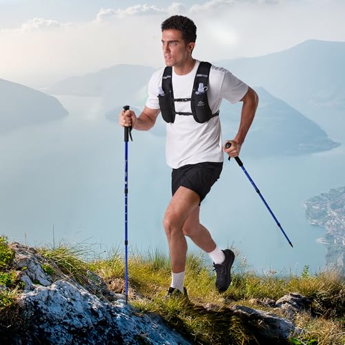 Running Vest for Women Men,5L Hydration Vest with 2*500ml Soft Flask - color: Black