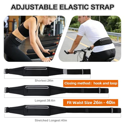 Slim Running Belt for Women Men,Phone Holder Waist Pack,Runners Fanny Pack - color: Black