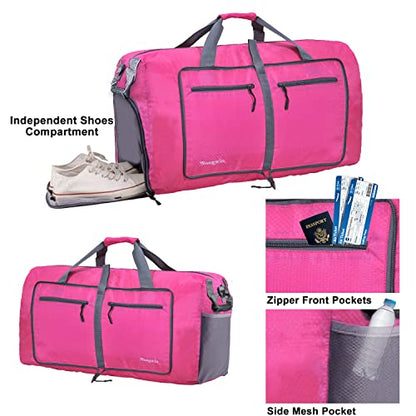 Woogwin Travel Duffel Bag Large Foldable Waterproof Overnight Bag for Beach Swim Bags Pool Sports Gym - color: 100L Rose