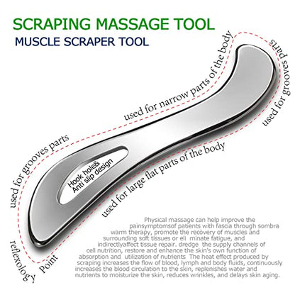 BYYDDIY Non-Magnetic 304Stainless Steel Gua Sha Muscle Scraper Tools,Scraping Massage Tools,Scar Tissue Tool,IASTM Tools,Fascia Scraper,Soft Tissue Massage Tool, Guasha Tool for Body - style: Style: S1