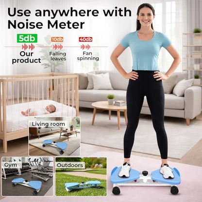 Ultra-Quiet Waist Twisting Exercise Bundle - Ab Twister Board With 2 Resistance Bands, 1 Length Adjustable Jump Rope, an Automatic Waist Measuring Tool and Workout Guide - Made with ABS/PP Plastic Foot Pedals and a Steel Base - High Durability - Workout B