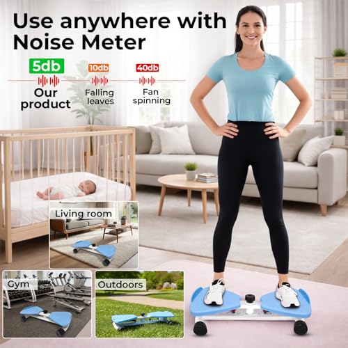Ultra-Quiet Waist Twisting Exercise Bundle - Ab Twister Board With 2 Resistance Bands, 1 Length Adjustable Jump Rope, an Automatic Waist Measuring Tool and Workout Guide - Made with ABS/PP Plastic Foot Pedals and a Steel Base - High Durability - Workout B