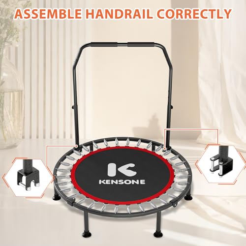 K KENSONE 40" Mini Spring Rebounder Trampoline for Adults Resistance Band - size: 40"(Purple Resistance Band), style: With Bar