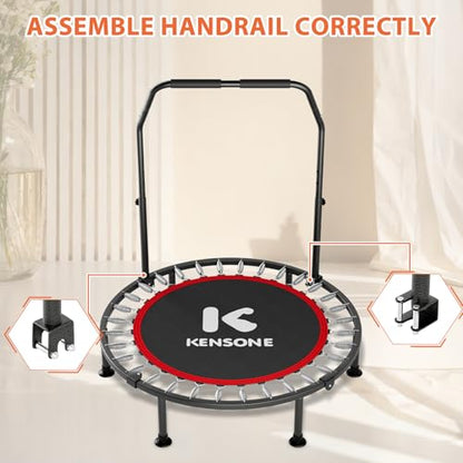 K KENSONE 40" Mini Spring Rebounder Trampoline for Adults Resistance Band - size: 40"(Purple Resistance Band), style: With Bar