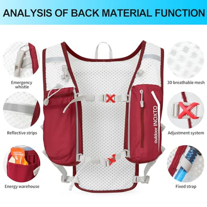 INOXTO Running Hydration Vest Backpack,Lightweight Insulated Pack with 1.5L Water Bladder Bag Daypack for Hiking Trail Running Cycling Race Marathon for Women Men - color: Red