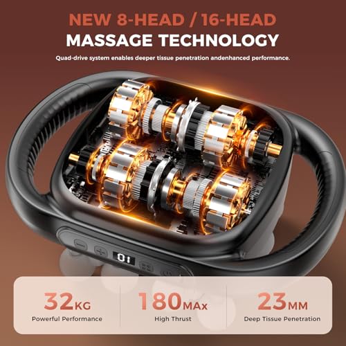 Beyn New 16-Head Massage Gun Set, 30 Speed Levels, Deep Tissue Massage for Back/Leg/Foot Muscle Relaxation, Portable Design（Comes with 16 Massage Heads）