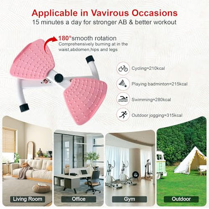 Waist Twister Machine Exercise Fitness Tool, Ultra-Quiet Operation, 9-level Adjustable Resistance Modes, Slim Waist Exerciser, Rotating Balance Trainer, Load-Bearing 300LBS