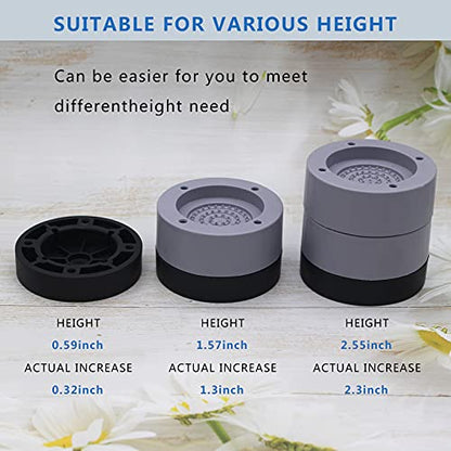6 Sets Furniture Risers 1", 2 inch Grey Bed Risers, Heavy Duty - color: Grey-6 Pack, size: two layers (2.3 inch)