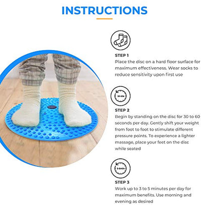 Daiwa Felicity Foot Massager Mat - Reflexology Mat with Magnetic Therapy Acupressure Disc - Ergonomic Acupressure Mat for Feet Relaxation, Pressure Point Pad - (Blue) - color: Blue