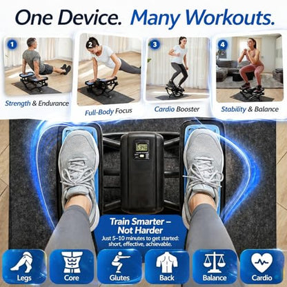 2026 New Rock Stepper Side to Side with Digital Display-Low Impact Rocking Stepper for Core & Glutes, Whisper Quiet for Home & Office Workout, Equipped with Resistance Bands and Floor Mats (330lbs)