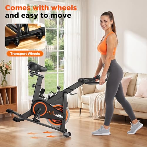 RELIFE REBUILD YOUR LIFE Exercise Bike, Friction Stationary Bike for Home - color: Black-02