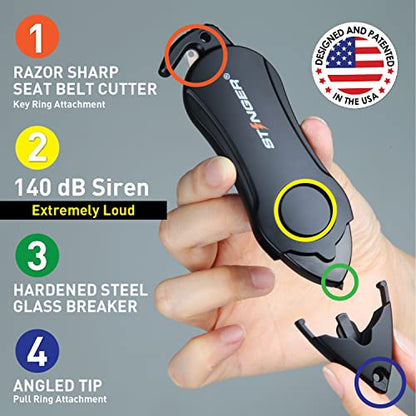 Stinger USA 140dB Siren Personal Safety Alarm Keychain Emergency Tool Black - color: Black