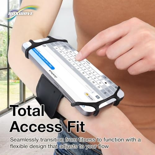 BoxWave Holster Compatible with Samsung Galaxy Z Flip 6 - ActiveStretch Sport Armband, Adjustable Armband for Workout and Running - Jet Black