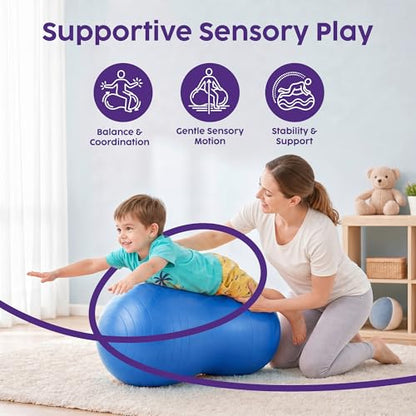 Hurtle Peanut Shaped Exercise Ball, Yoga Active Seat, Bounce Balance Desk Chair, Wiggle Flexible Sitting Ball for Kids, Boys, Girls and Adults - color: Blue