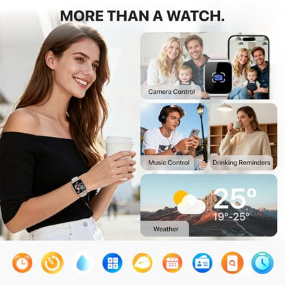 Smart Watch for Women Men,(Answer/Make Call) 1.83'' HD Fitness Activity Tracker Smartwatch for Android iPhone iOS Compatible,IP68 Waterproof Step Counter with Sleep Monitor (Modern, Starlight, 1.83) - color: Starlight