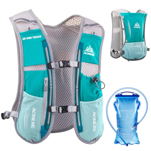 Azarxis Hydration Running Vest Backpack Pack 5L 5.5L for Women and Men Jogging Trail Race Marathon Cycling Hiking - color: Mint Blue