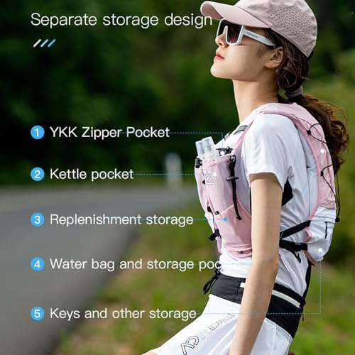 BlueField Running Hydration Backpack Vest for Women and Men 5L Lightweight Trail Runing Hydration Vest Pack Backpack for Running, Cycling, Climb - color: Pink with 2*500ML