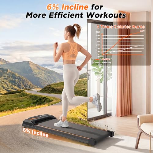 FYC Walking Pad with Incline for Home & Office - Under Desk Walking Pad Treadmill, Portable Walking Machine with Remote Control, LED Display, 300LBS Capacity, 2.5HP Quiet Motor - color: black