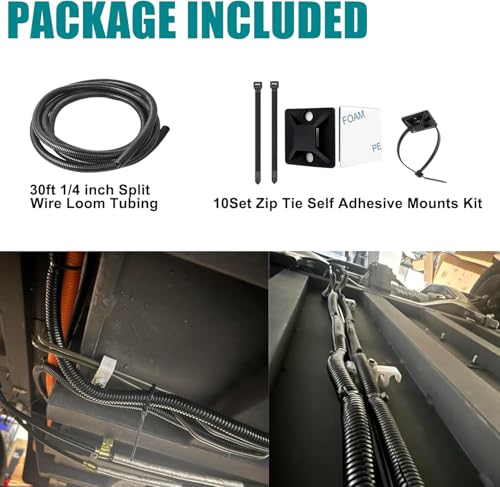 1/4 Inch Wire Loom Split Tubing - 30 ft Cord Protector Electric Wires Covers, Automotive Wire Flexible Conduit, Plastic Wire Cover with Cable Zip Tie (1/4"-30ft) - size: 1/4"-30ft