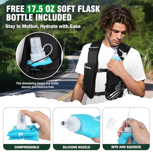 PLUSINNO Running Vest for Men Women, Runners Vest with 500ml Water Bottle - size: X-Small-Small (Chest 25"-33")