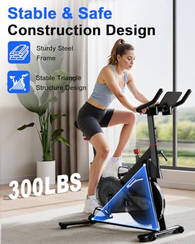 Superun Exercise Bike, Stationary Bikes for Home Gym with 32-Level Magnetic Resistance, 300LBS Capacity Indoor Cycling Bike with Comfortable Seat, LED Display - color: Pro-Black