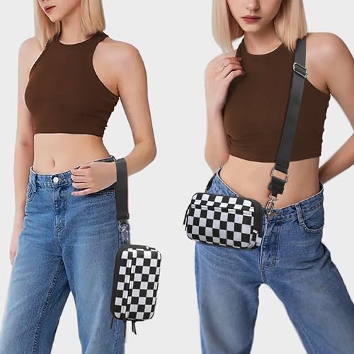 FODOKO Wristlet wallets for Women RFID crossbody bags with 4 Zippers - color: Black