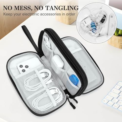 FYY Electronic Organizer, Travel Tech Pouch Bag, Medium, Black Quilted - color: Black Quilted, size: 8.3 x 5 x 2.6 inches