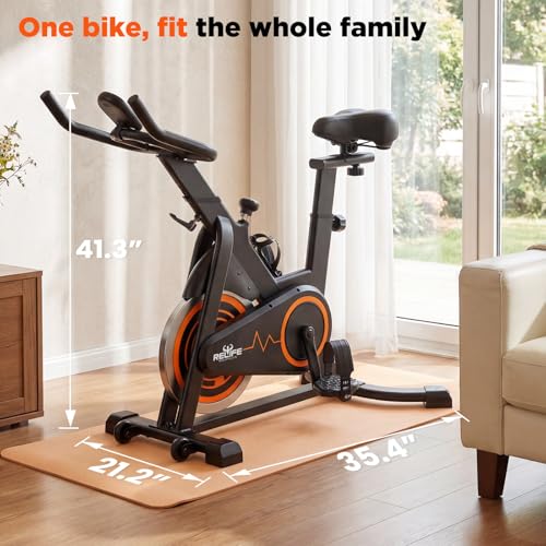 RELIFE REBUILD YOUR LIFE Exercise Bike, Friction Stationary Bike for Home - color: Black-02