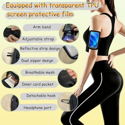 Wristband Phone Holder for Running, Forearm Armbands, Running Armband with Card Slot for iPhone Pro Max Plus (16/15/14/13/12/11/X/XR) Galaxy S24/S10, Cell Phone Armband Up to 7.0'' Phone