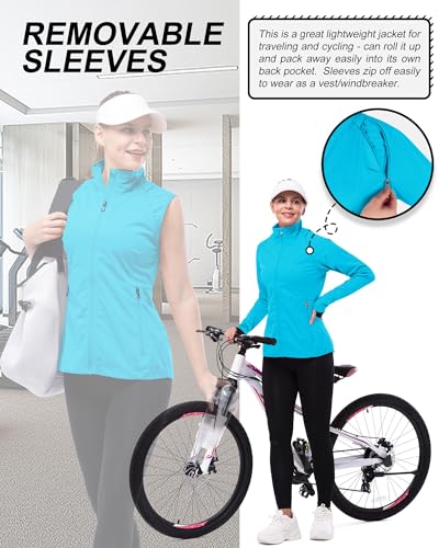 33,000ft Women's Zip Up Lightweight Athletic Workout Yoga Cycling Track Running Jacket Waterproof Windproof Reflective - color: Blue, size: XX-Large