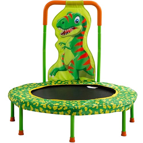 Henf 36 inch Mini Toddler Trampoline for Kids, 36'' No-Gap Indoor Outdoor Small Rebounder Trampoline with Foam Handle and Safety Padded Cover Fun for Kids Ages 1-6 - color: Green