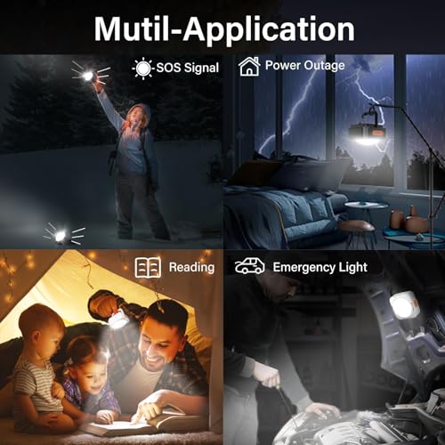 FLY2SKY 6Pack LED Rechargeable Camping Lights Tent Lantern Mini Emergency - style: 6 Pcs Black