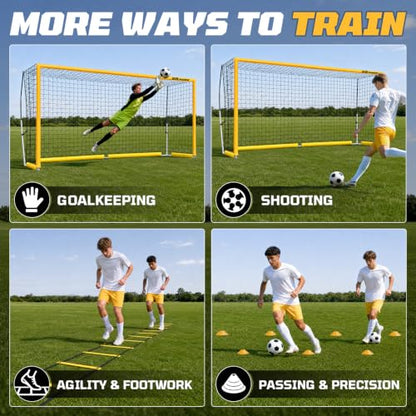 Haokelball 12x6/6x4 FT Soccer Goal for Backyard Portable Metal Frame - color: Yellow