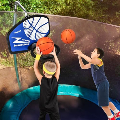 Trampoline Basketball Hoop, with Pump and Mini Balls, Easy to Assemble， Accessory of Trampoline - color: Blue
